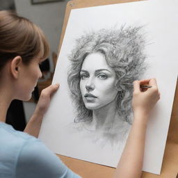 An illustration depicting a sketch being transformed into a finished artwork, highlighting the enhancement in details, depth, and vibrancy with the application of various art techniques.