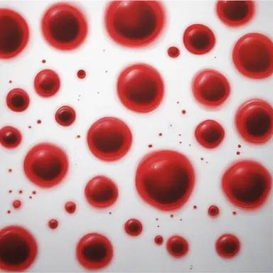 The painting depicted the struggle and pain of haematocytopenia, with the red blood cells appearing sparse and weak in the artwork.