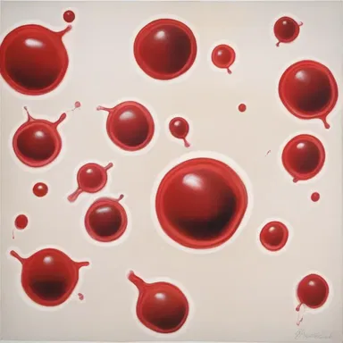 The painting depicted the struggle and pain of haematocytopenia, with the red blood cells appearing sparse and weak in the artwork.