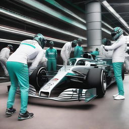 A high-quality image showcasing the iconic Mercedes-AMG Petronas Formula One Team