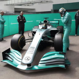 A high-quality image showcasing the iconic Mercedes-AMG Petronas Formula One Team