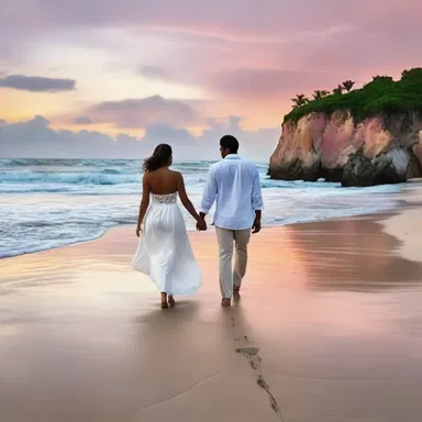 Walking hand in hand on the beach, they admired the beautiful colors and formations of the madrepore, feeling a deep sense of romance and awe.
