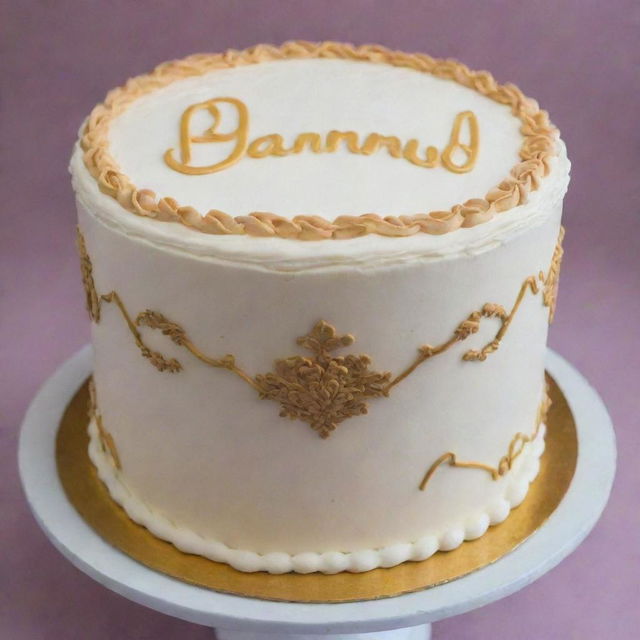 A beautifully decorated cake with the name 'Hamid' elegantly written in icing on the top surface