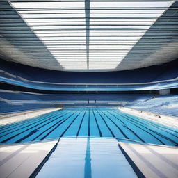 A high-resolution image showcasing a large, modern swimming arena