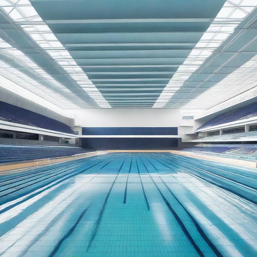 A high-resolution image showcasing a large, modern swimming arena