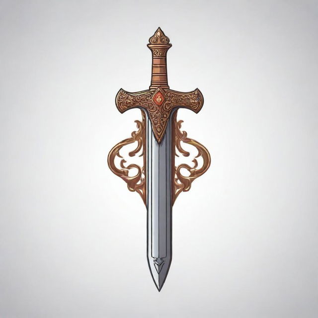 Excalibur logo, featuring a bold, ornate sword infused with a royal, medieval theme on a minimalist background