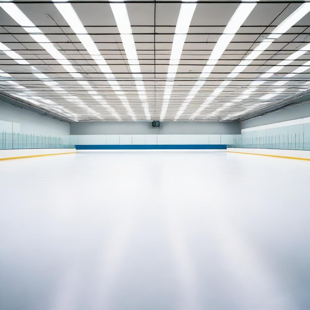 A high-quality image of a large, empty ice skating rink