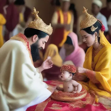 The religious ceremony celebrated the birth of a child as a symbol of new beginnings.