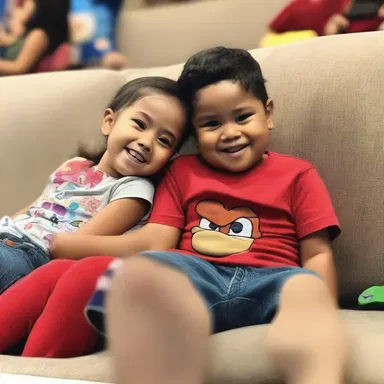 The child giggled with delight as they watched their favorite animated characters.