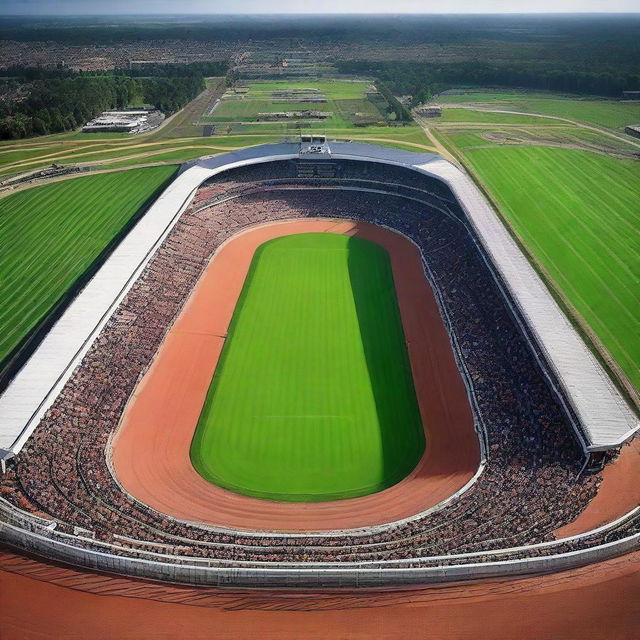 This is a high-quality image of a sprawling horse racing arena