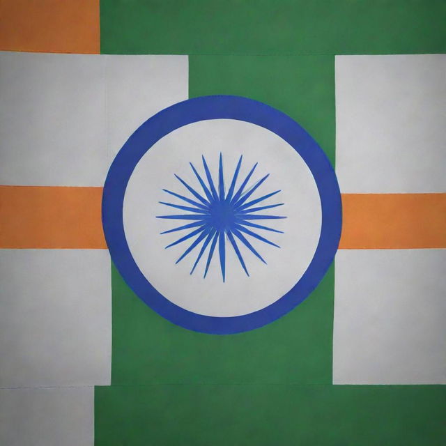 Detailed and realistic image of the flag of India, featuring its distinctive orange, white, and green horizontal stripes, and the 24-spoked blue Ashoka Chakra at its center.