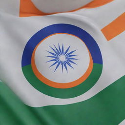 Detailed and realistic image of the flag of India, featuring its distinctive orange, white, and green horizontal stripes, and the 24-spoked blue Ashoka Chakra at its center.