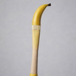 A quirky artist's paintbrush where the handle is creatively designed to look like a ripe banana.