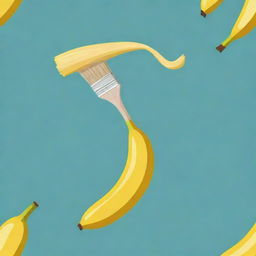 Clipart of a paint brush with a ripe banana as its handle, creating a fun and whimsical design.