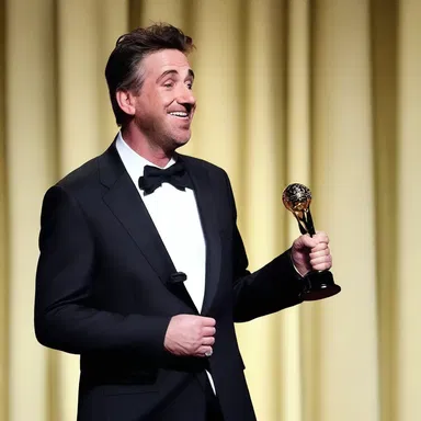 The comedian bombastically exaggerated his achievements in a comical manner, making the audience burst into laughter.