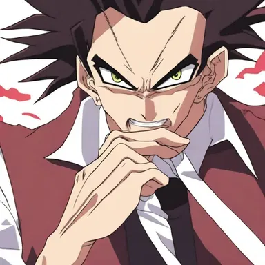 The antagonist in the anime series spoke bombastically, emphasizing his grand plans with extravagant gestures and exaggerated language.