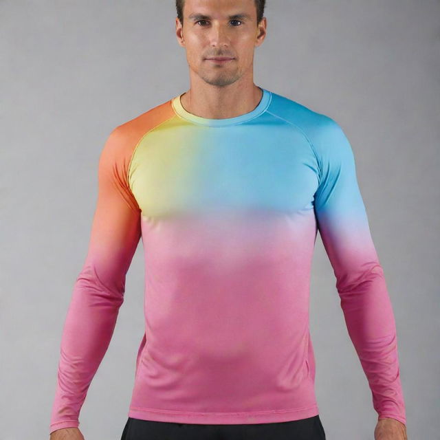 A stylish, long-sleeved, dri-fit shirt designed to optimize comfort in an air-conditioned environment. The color palette should evoke coolness and freshness.