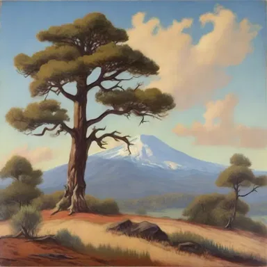The painting depicted a serene landscape, with a majestic flagstaff standing tall against the backdrop.