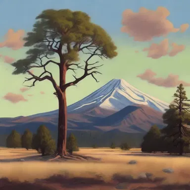 The painting depicted a serene landscape, with a majestic flagstaff standing tall against the backdrop.