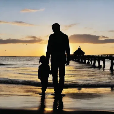 As the sun set, they strolled hand in hand near the beach, admiring the flagstaff standing proudly at the pier.