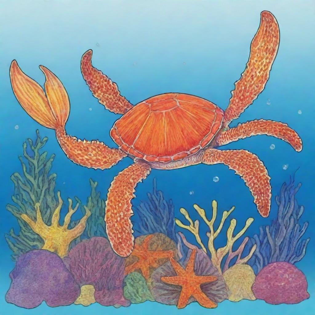 Sea creatures coloring images