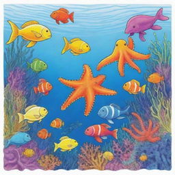 Sea creatures coloring images