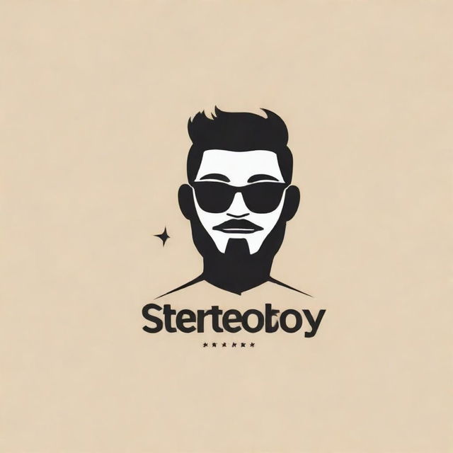 Generate a unique and creative logo for a brand called 'Stereoboy'. The logo must capture elements of music and youthfulness.