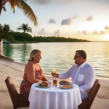 As the sun set on the horizon, they enjoyed a romantic dinner overlooking the crystal-clear waters, with a delicious hog snapper dish as the centerpiece.