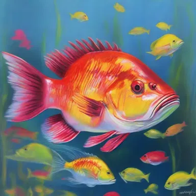The artist skillfully depicted the vibrant colors of the hog snapper in their latest painting, bringing it to life on the canvas.