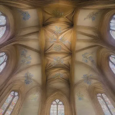 The artistic painting on the ceiling of the cathedral depicted a stunning scene of spring squill in bloom.