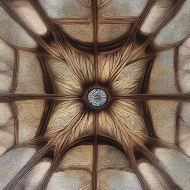 The artistic painting on the ceiling of the cathedral depicted a stunning scene of spring squill in bloom.