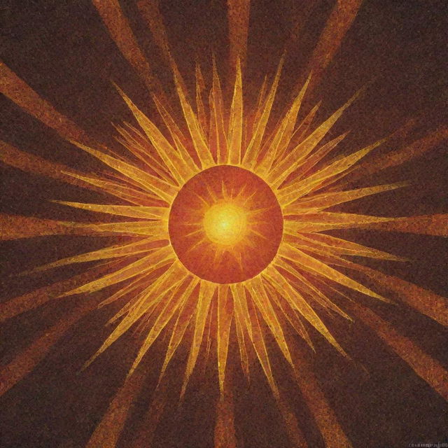 A radiant sun entirely composed of scintillating triangles, exhibiting a wonderful display of geometric complexity.