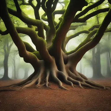 In the enchanted forest, the trees grew with intertwining branches and interlocking roots that formed a natural barrier.