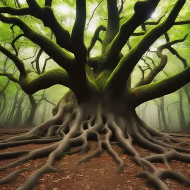 In the enchanted forest, the trees grew with intertwining branches and interlocking roots that formed a natural barrier.