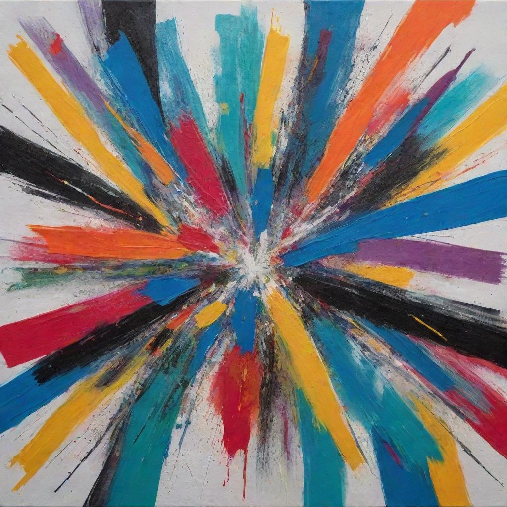 An abstract piece of modern art, splashed with vibrant colors and intriguing patterns that invite interpretation.