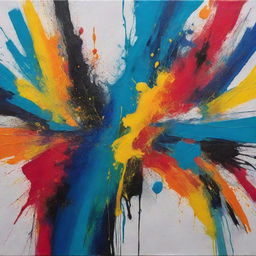 An abstract piece of modern art, splashed with vibrant colors and intriguing patterns that invite interpretation.