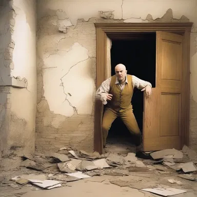 The lubberly character constantly crashed into walls and knocked things over.