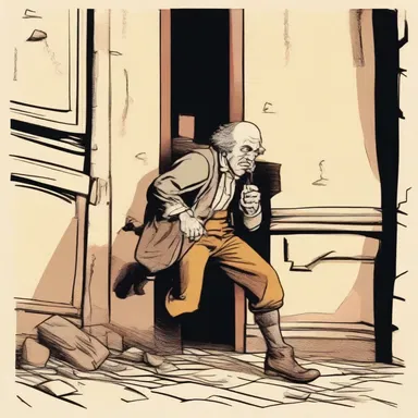 The lubberly character constantly crashed into walls and knocked things over.
