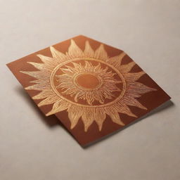 An intricately designed sun glowing radiantly on a professional business card.