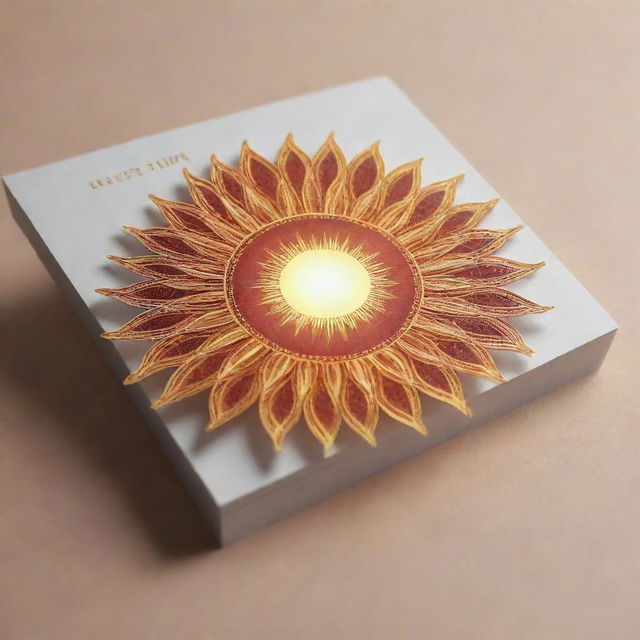 An intricately designed sun glowing radiantly on a professional business card.