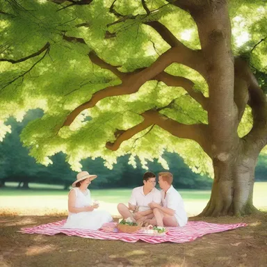Under the shade of the common beech tree, they shared a romantic picnic filled with love and laughter.