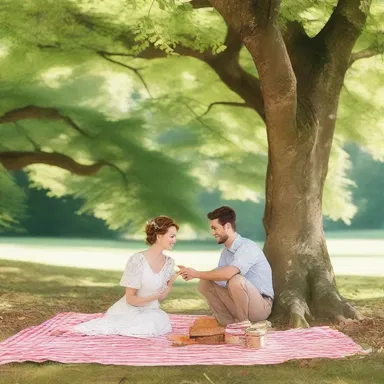 Under the shade of the common beech tree, they shared a romantic picnic filled with love and laughter.