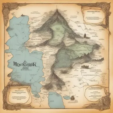 The sketchiness of the map in the fantasy novel adds an air of mystery to the unexplored regions.