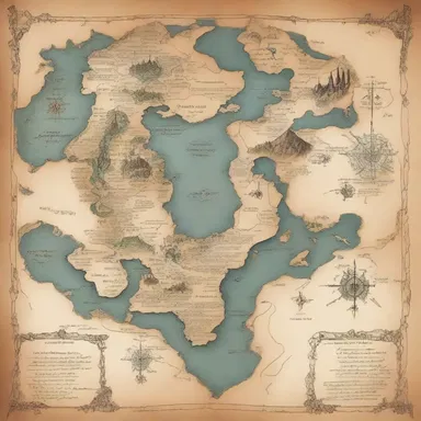 The sketchiness of the map in the fantasy novel adds an air of mystery to the unexplored regions.