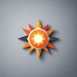 A modern sun symbol composed of elegant geometric triangles for a business card design.