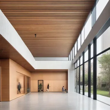 The architect designed a modern building with an associated state that included separate entrances and shared common spaces.
