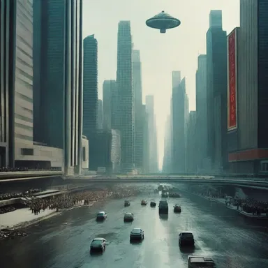 The dystopian film depicted a futuristic society with an associated state ruled by a totalitarian government.