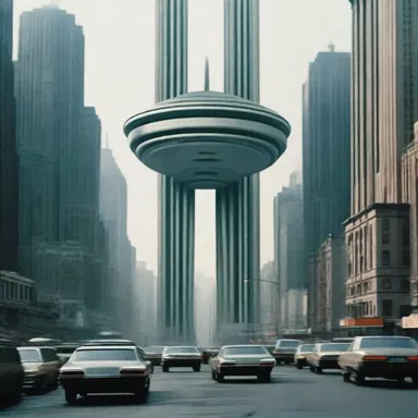 The dystopian film depicted a futuristic society with an associated state ruled by a totalitarian government.