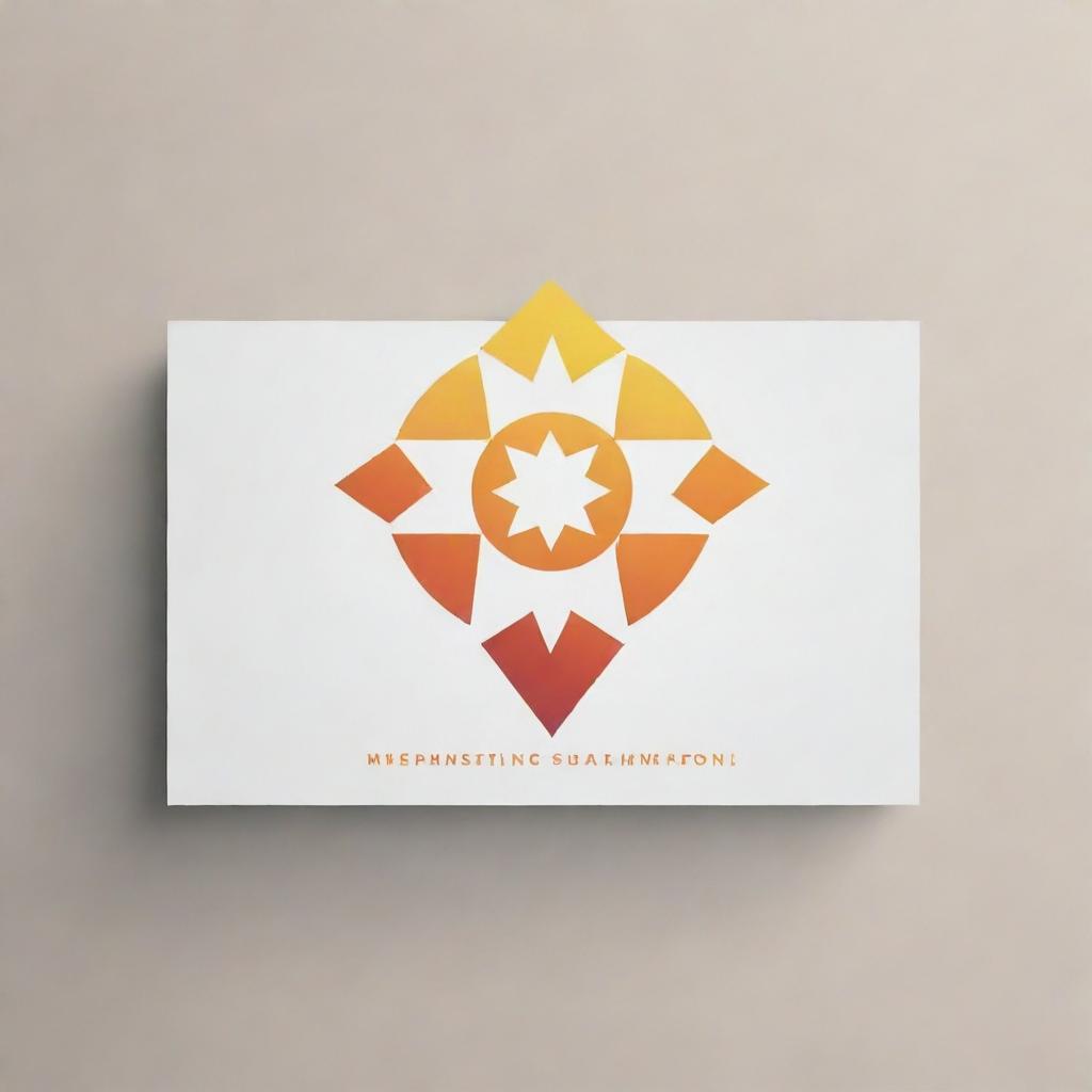 A modern sun symbol composed of elegant geometric triangles for a business card design.