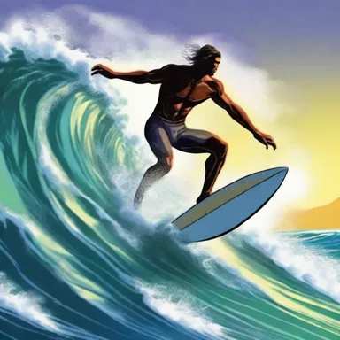 In the fantasy novel, the magical beings use their powers to create massive waves for them to surf on with their surfboards.